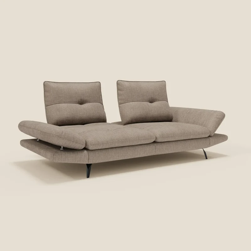 Ardex Canapé 3 places avec dossiers coulissants et accoudoir réglables en tissu doux imperméable T06 taupe