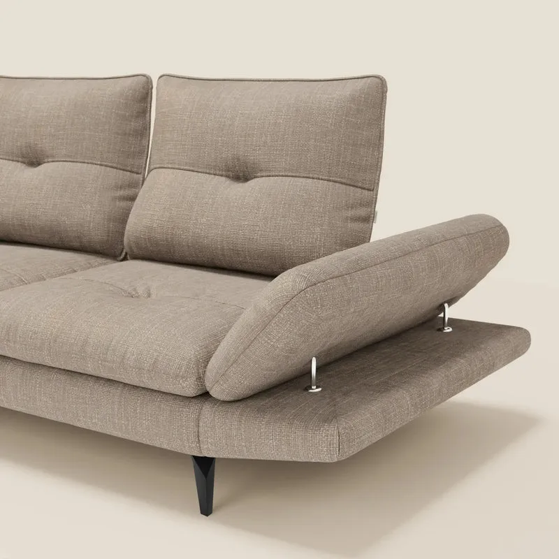Ardex Canapé 3 places avec dossiers coulissants et accoudoir réglables en tissu doux imperméable T06 taupe
