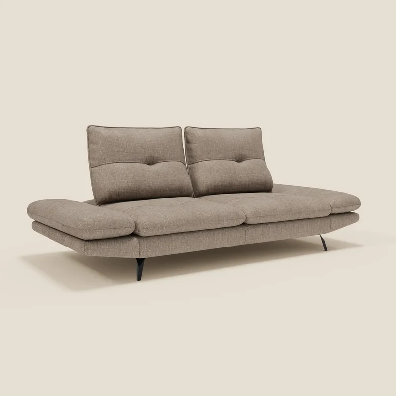 Ardex Canapé 3 places avec dossiers coulissants et accoudoir réglables en tissu doux imperméable T06 taupe