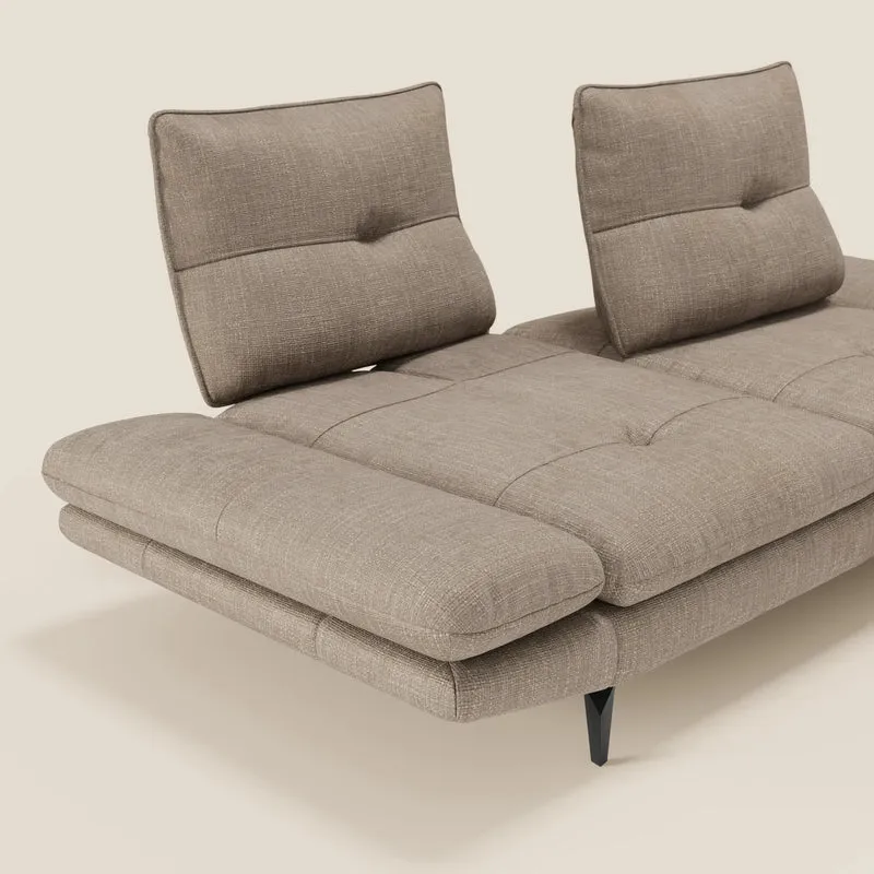 Ardex Canapé 3 places avec dossiers coulissants et accoudoir réglables en tissu doux imperméable T06 taupe