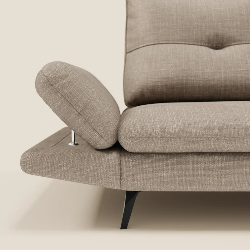 Ardex Canapé 3 places avec dossiers coulissants et accoudoir réglables en tissu doux imperméable T06 taupe