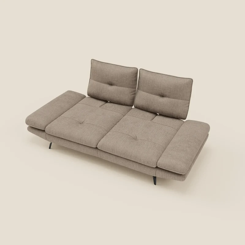 Ardex Canapé 3 places avec dossiers coulissants et accoudoir réglables en tissu doux imperméable T06 taupe