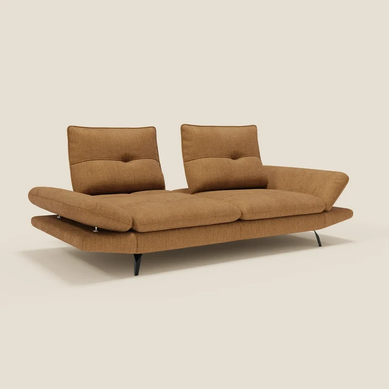 Ardex Canapé 3 places avec dossiers coulissants et accoudoir réglables en tissu doux imperméable T06 ocre