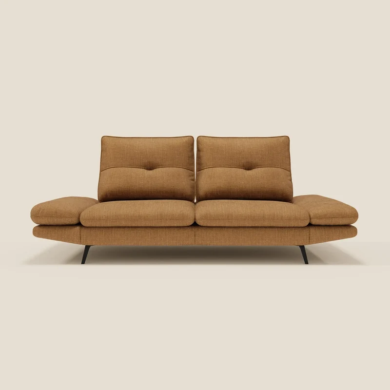 Ardex Canapé 3 places avec dossiers coulissants et accoudoir réglables en tissu doux imperméable T06 ocre