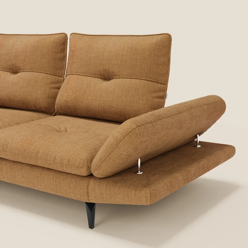 Ardex Canapé 3 places avec dossiers coulissants et accoudoir réglables en tissu doux imperméable T06 ocre
