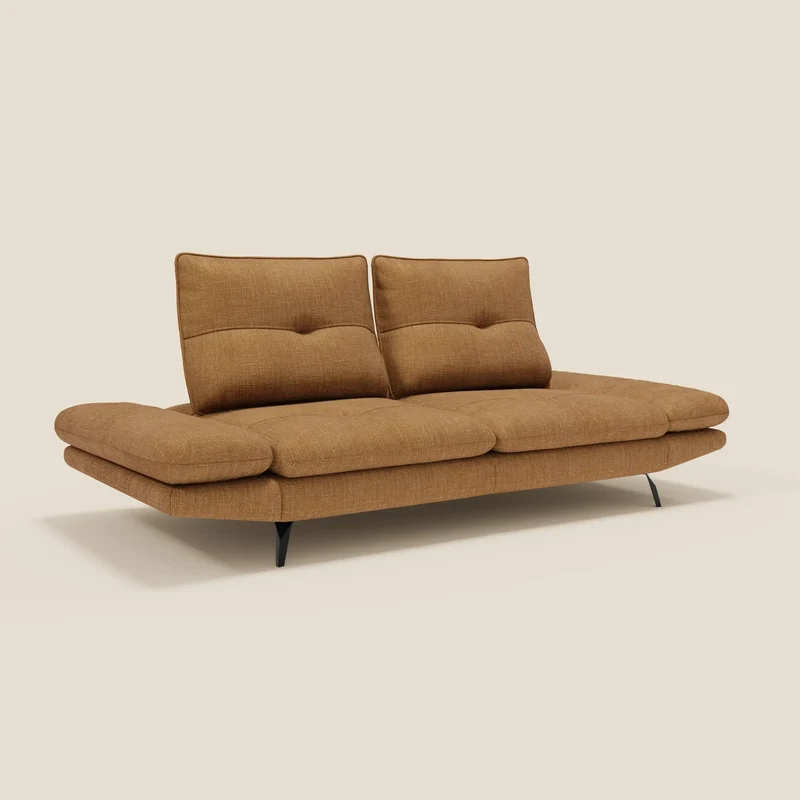 Ardex Canapé 3 places avec dossiers coulissants et accoudoir réglables en tissu doux imperméable T06 ocre