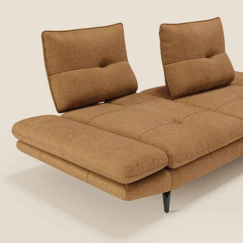 Ardex Canapé 3 places avec dossiers coulissants et accoudoir réglables en tissu doux imperméable T06 ocre