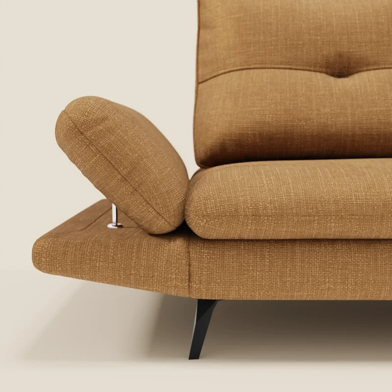 Ardex Canapé 3 places avec dossiers coulissants et accoudoir réglables en tissu doux imperméable T06 ocre