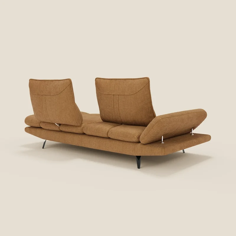 Ardex Canapé 3 places avec dossiers coulissants et accoudoir réglables en tissu doux imperméable T06 ocre