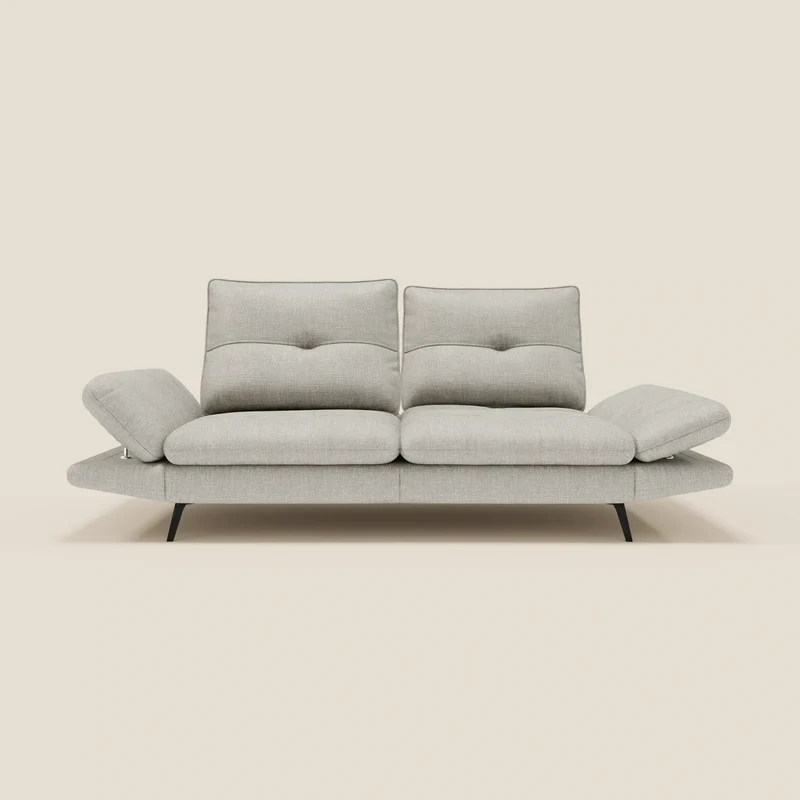 Ardex Canapé 3 places avec dossiers coulissants et accoudoir réglables en tissu doux imperméable T06 gris clair