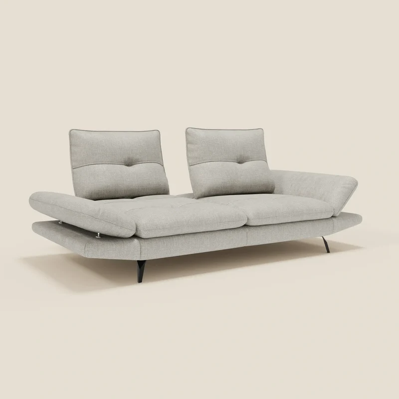 Ardex Canapé 3 places avec dossiers coulissants et accoudoir réglables en tissu doux imperméable T06 gris clair