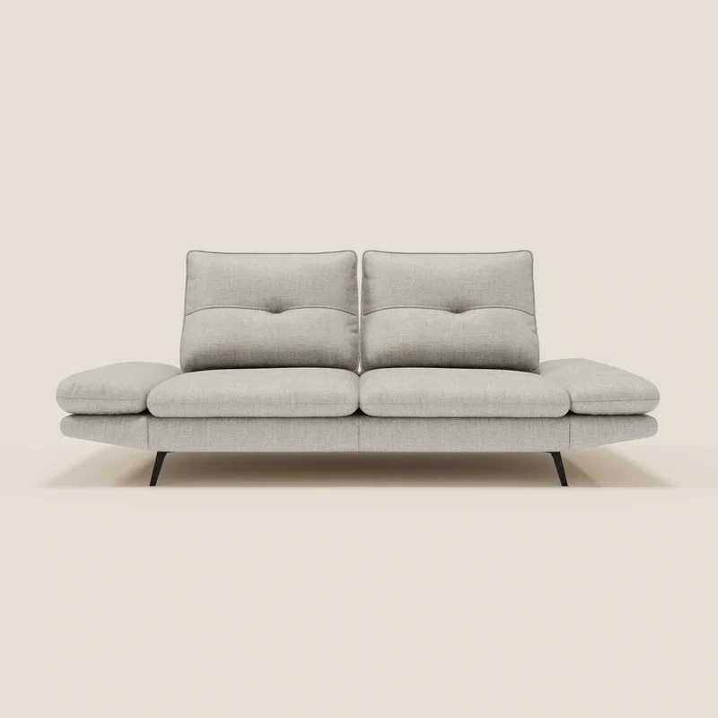 Ardex Canapé 3 places avec dossiers coulissants et accoudoir réglables en tissu doux imperméable T06 gris clair