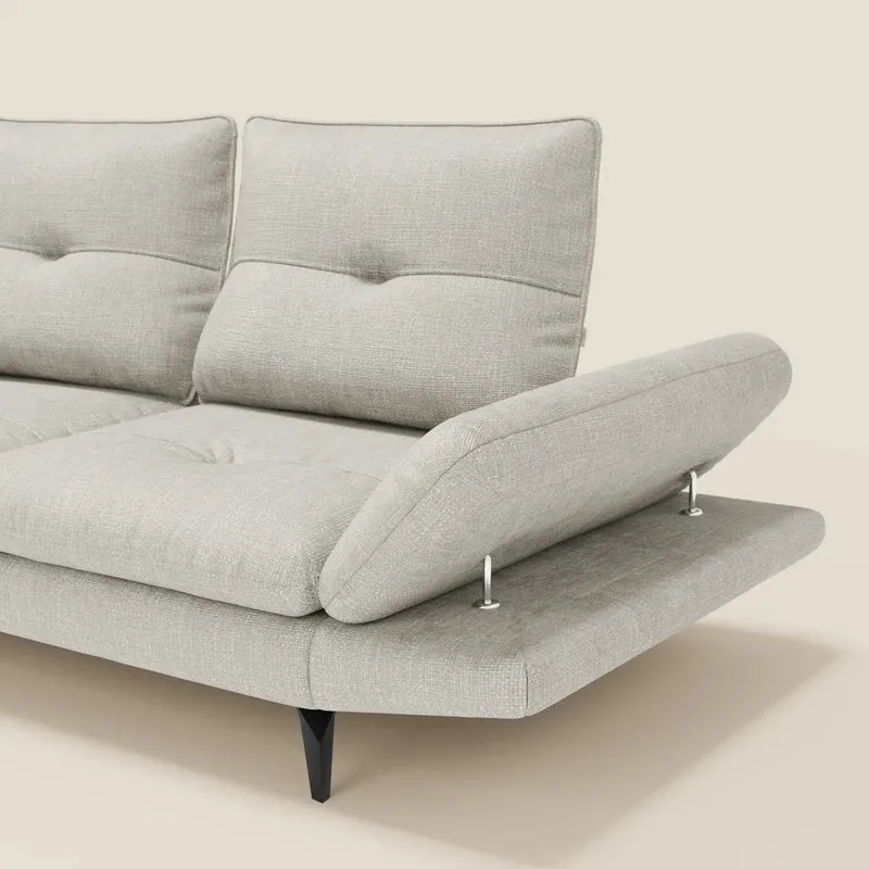 Ardex Canapé 3 places avec dossiers coulissants et accoudoir réglables en tissu doux imperméable T06 gris clair