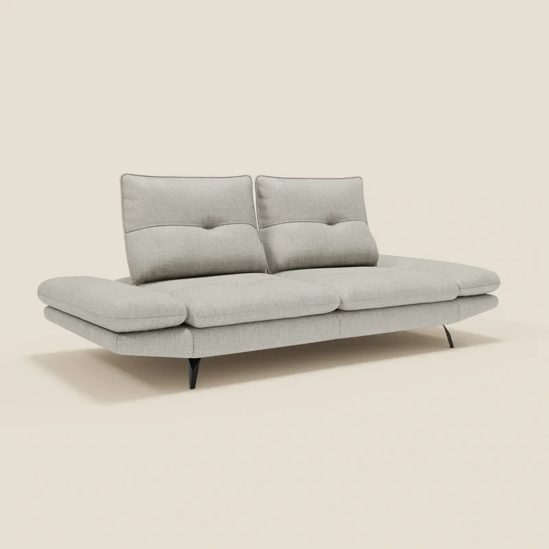 Ardex Canapé 3 places avec dossiers coulissants et accoudoir réglables en tissu doux imperméable T06 gris clair