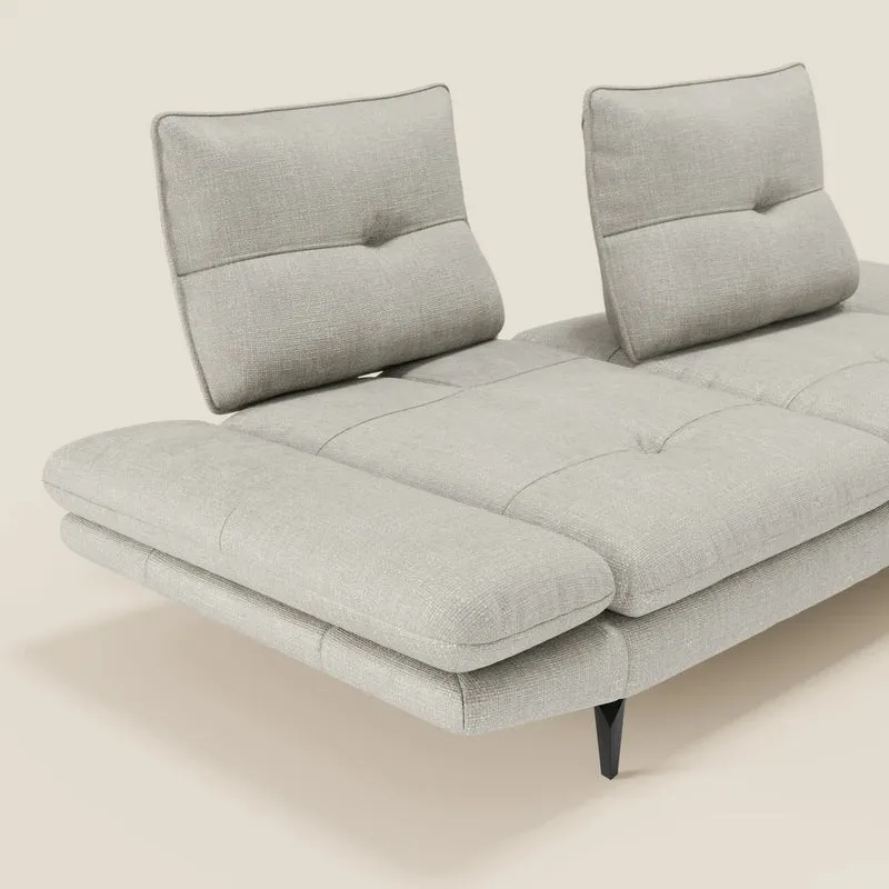 Ardex Canapé 3 places avec dossiers coulissants et accoudoir réglables en tissu doux imperméable T06 gris clair