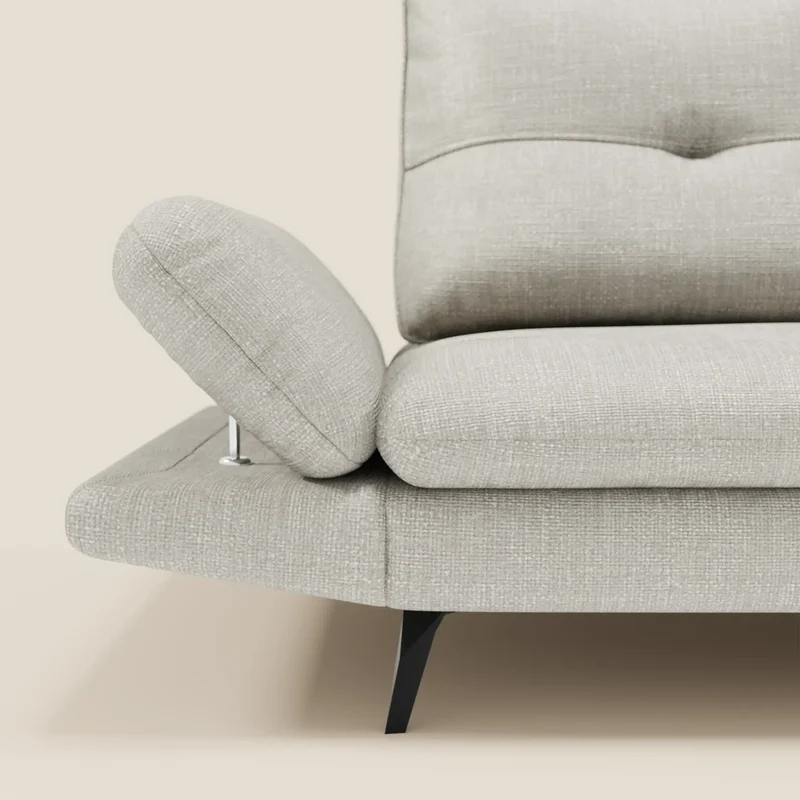 Ardex Canapé 3 places avec dossiers coulissants et accoudoir réglables en tissu doux imperméable T06 gris clair