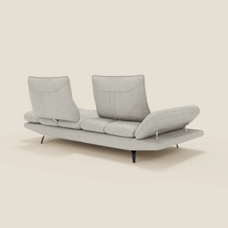 Ardex Canapé 3 places avec dossiers coulissants et accoudoir réglables en tissu doux imperméable T06 gris clair