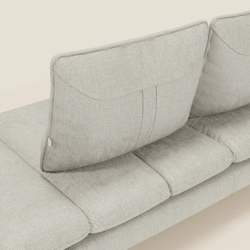 Ardex Canapé 3 places avec dossiers coulissants et accoudoir réglables en tissu doux imperméable T06 gris clair