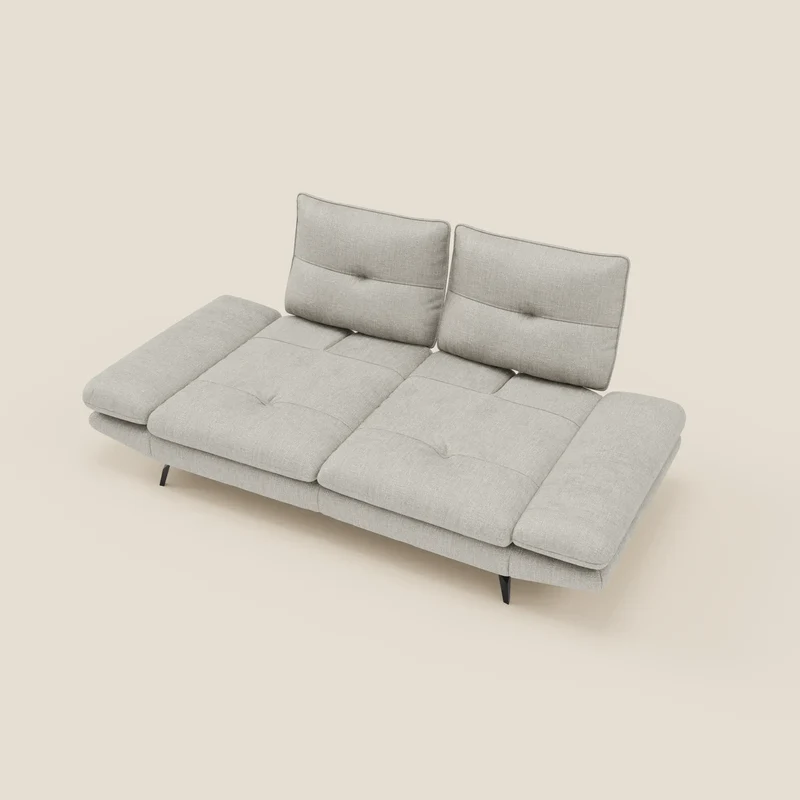 Ardex Canapé 3 places avec dossiers coulissants et accoudoir réglables en tissu doux imperméable T06 gris clair