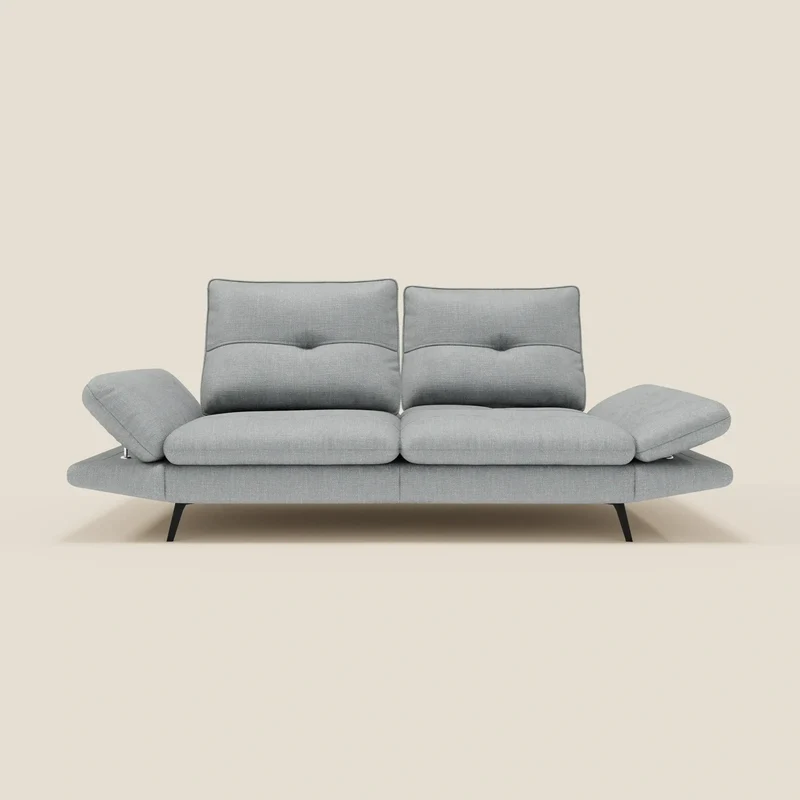 Ardex Canapé 3 places avec dossiers coulissants et accoudoir réglables en tissu doux imperméable T06 bleu glacier