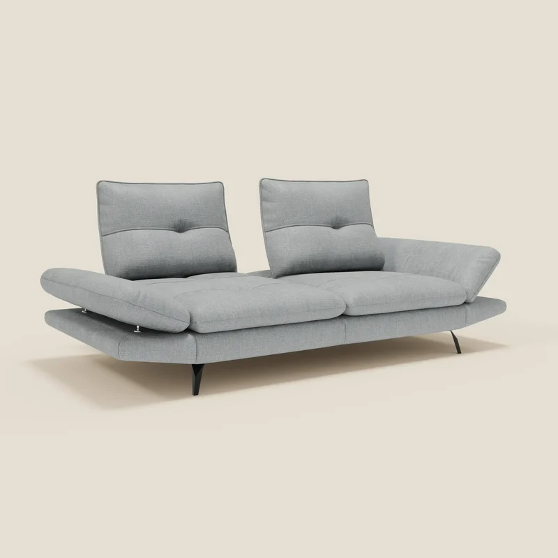 Ardex Canapé 3 places avec dossiers coulissants et accoudoir réglables en tissu doux imperméable T06 bleu glacier