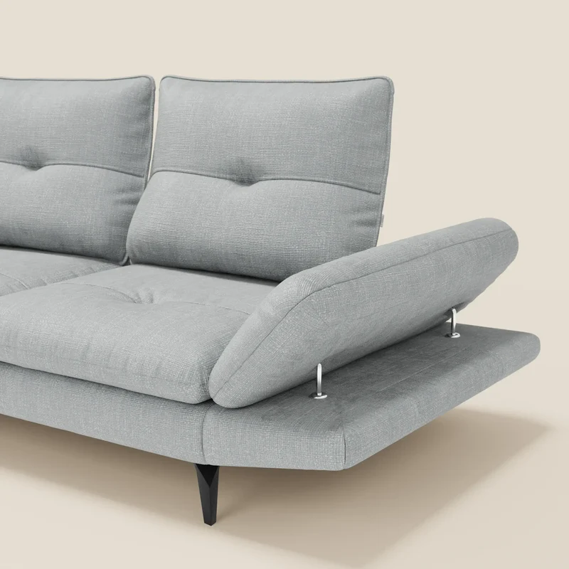 Ardex Canapé 3 places avec dossiers coulissants et accoudoir réglables en tissu doux imperméable T06 bleu glacier