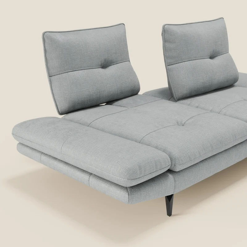 Ardex Canapé 3 places avec dossiers coulissants et accoudoir réglables en tissu doux imperméable T06 bleu glacier