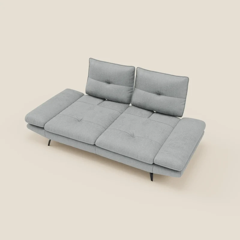 Ardex Canapé 3 places avec dossiers coulissants et accoudoir réglables en tissu doux imperméable T06 bleu glacier