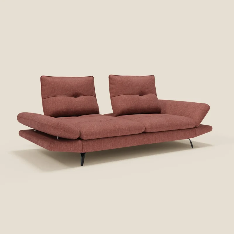 Ardex Canapé 3 places avec dossiers coulissants et accoudoir réglables en tissu doux imperméable T06 corail