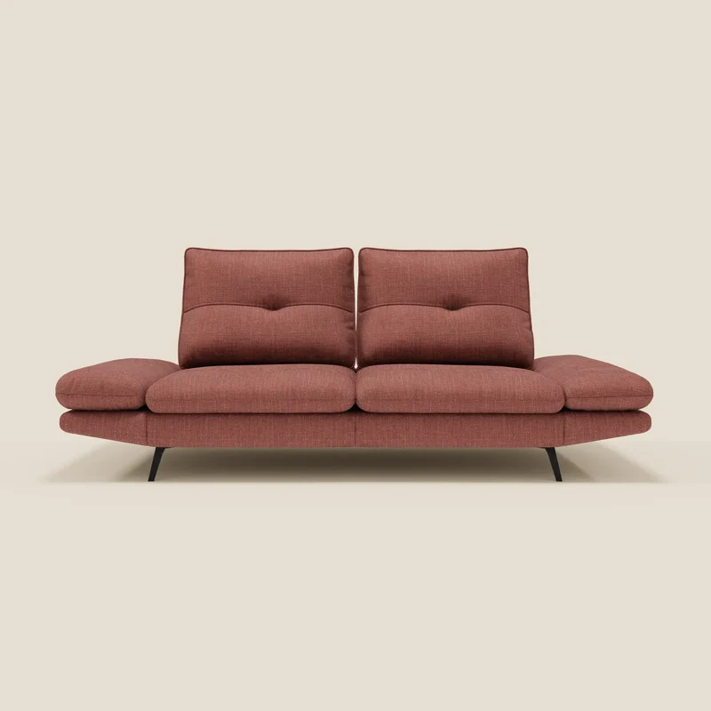 Ardex Canapé 3 places avec dossiers coulissants et accoudoir réglables en tissu doux imperméable T06 corail