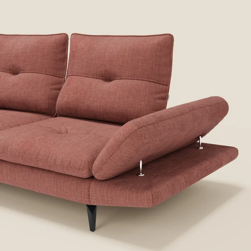 Ardex Canapé 3 places avec dossiers coulissants et accoudoir réglables en tissu doux imperméable T06 corail