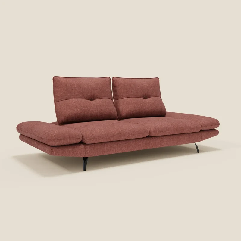 Ardex Canapé 3 places avec dossiers coulissants et accoudoir réglables en tissu doux imperméable T06 corail