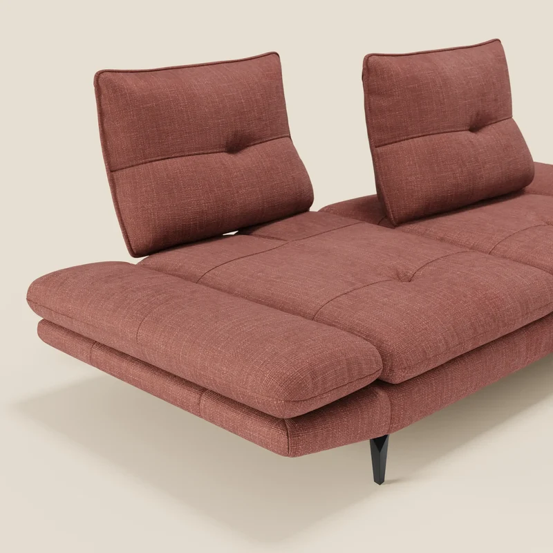 Ardex Canapé 3 places avec dossiers coulissants et accoudoir réglables en tissu doux imperméable T06 corail