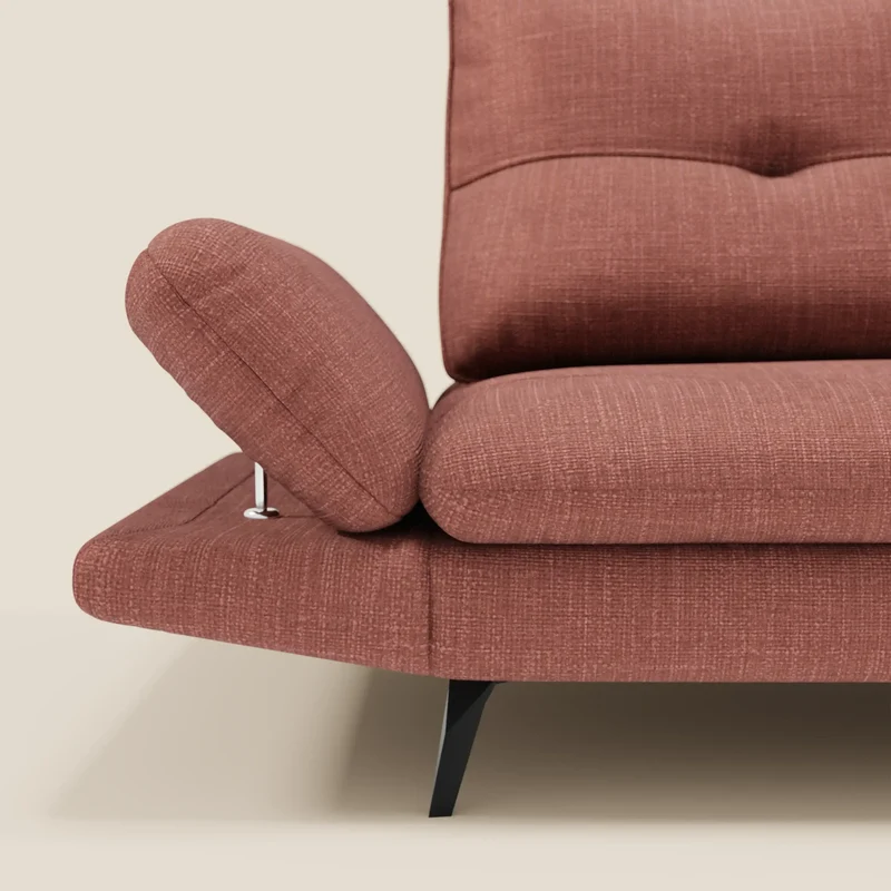 Ardex Canapé 3 places avec dossiers coulissants et accoudoir réglables en tissu doux imperméable T06 corail
