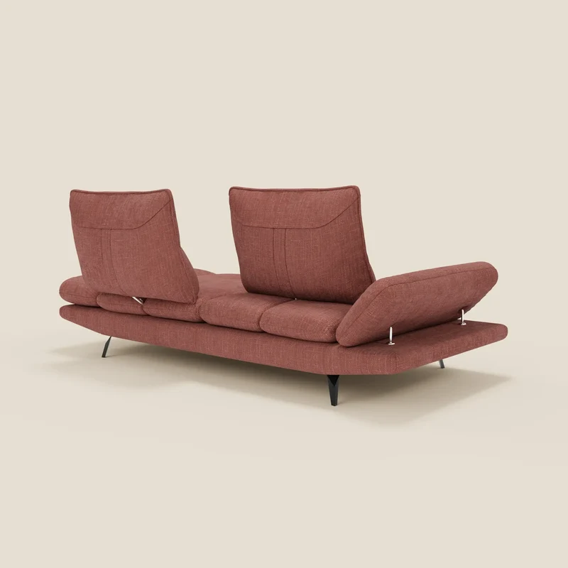 Ardex Canapé 3 places avec dossiers coulissants et accoudoir réglables en tissu doux imperméable T06 corail