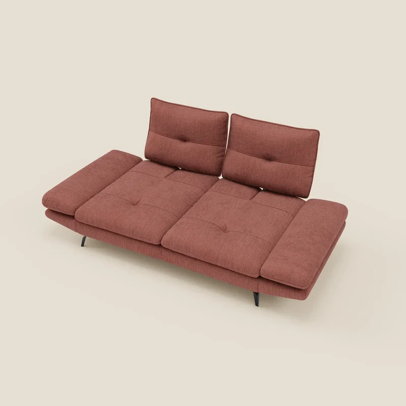Ardex Canapé 3 places avec dossiers coulissants et accoudoir réglables en tissu doux imperméable T06 corail