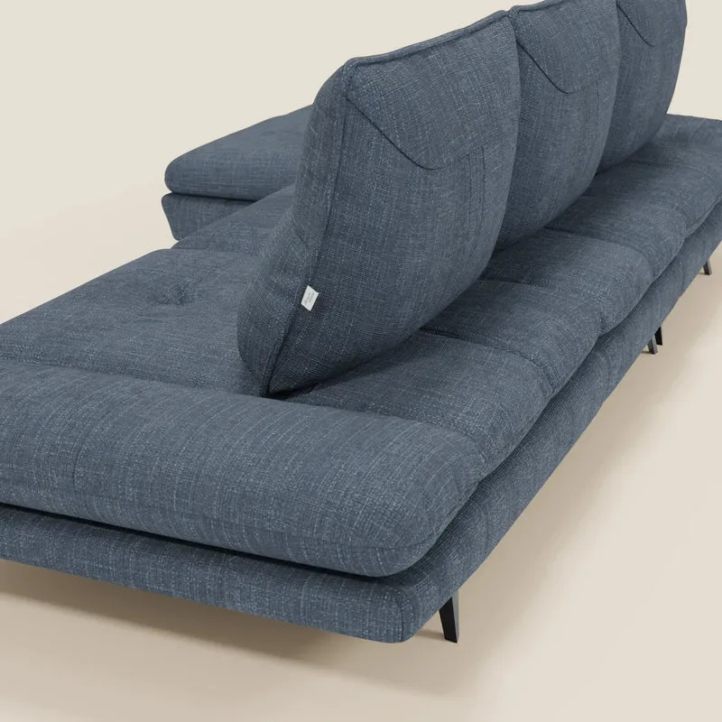 Ardex Canapé avec méridienne - dossiers coulissants et accoudoirs réglables en élégant tissu imperméable T06 bleu