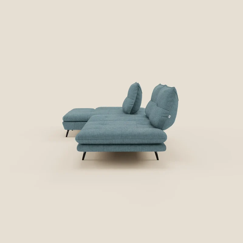 Ardex Canapé avec méridienne - dossiers coulissants et accoudoirs réglables en élégant tissu imperméable T06 bleu ciel