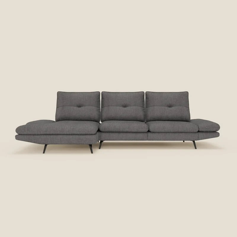 Ardex Canapé avec méridienne - dossiers coulissants et accoudoirs réglables en élégant tissu imperméable T06 anthracite