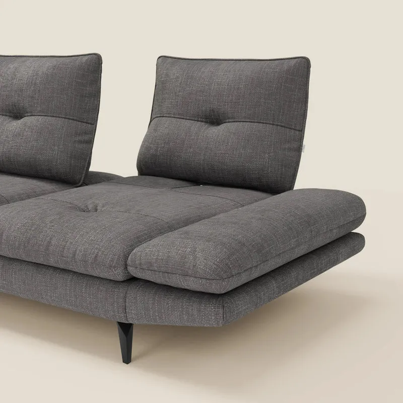 Ardex Canapé avec méridienne - dossiers coulissants et accoudoirs réglables en élégant tissu imperméable T06 anthracite