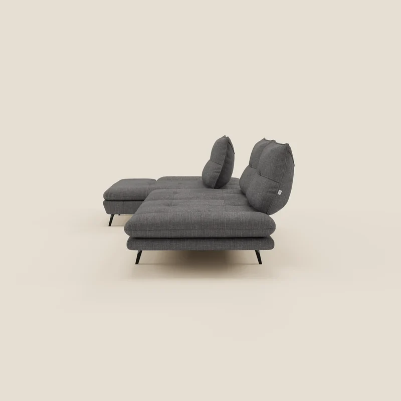 Ardex Canapé avec méridienne - dossiers coulissants et accoudoirs réglables en élégant tissu imperméable T06 anthracite