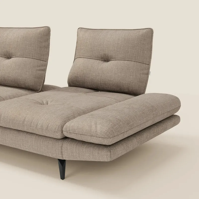 Ardex Canapé avec méridienne - dossiers coulissants et accoudoirs réglables en élégant tissu imperméable T06 taupe