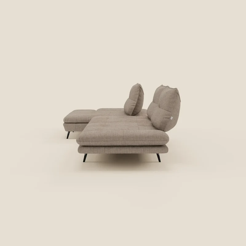 Ardex Canapé avec méridienne - dossiers coulissants et accoudoirs réglables en élégant tissu imperméable T06 taupe