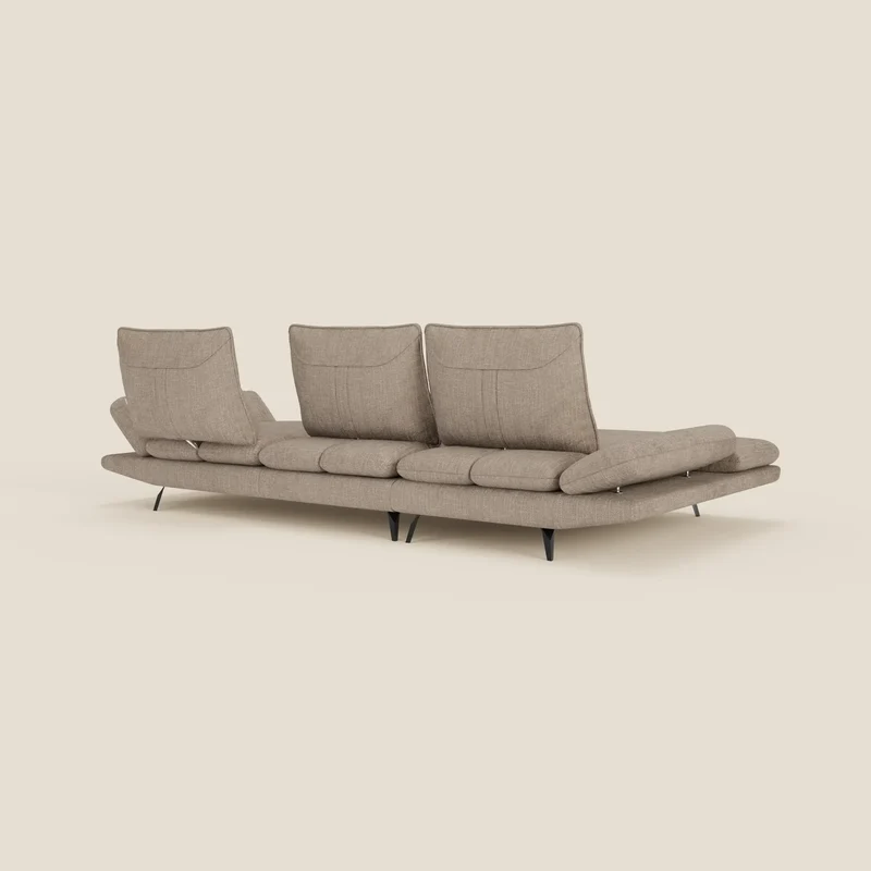 Ardex Canapé avec méridienne - dossiers coulissants et accoudoirs réglables en élégant tissu imperméable T06 taupe