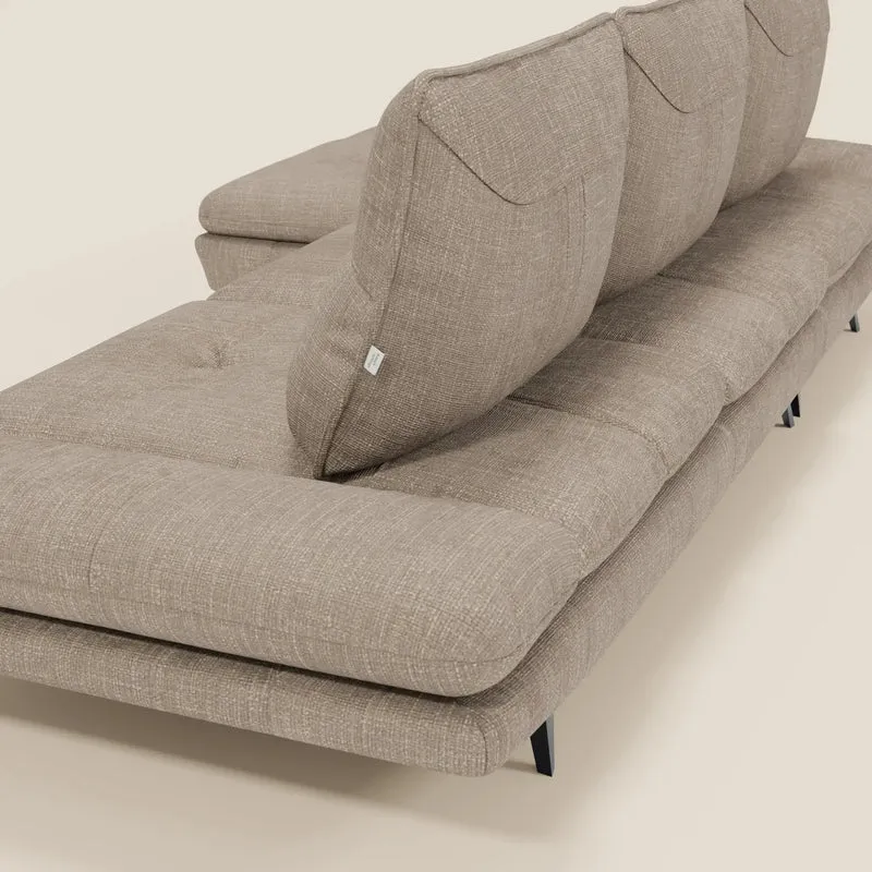 Ardex Canapé avec méridienne - dossiers coulissants et accoudoirs réglables en élégant tissu imperméable T06 taupe