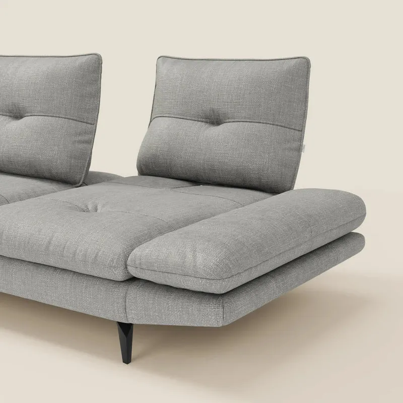 Ardex Canapé avec méridienne - dossiers coulissants et accoudoirs réglables en élégant tissu imperméable T06 gris