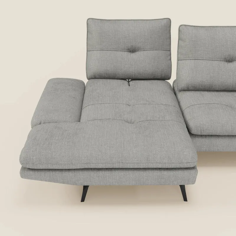Ardex Canapé avec méridienne - dossiers coulissants et accoudoirs réglables en élégant tissu imperméable T06 gris