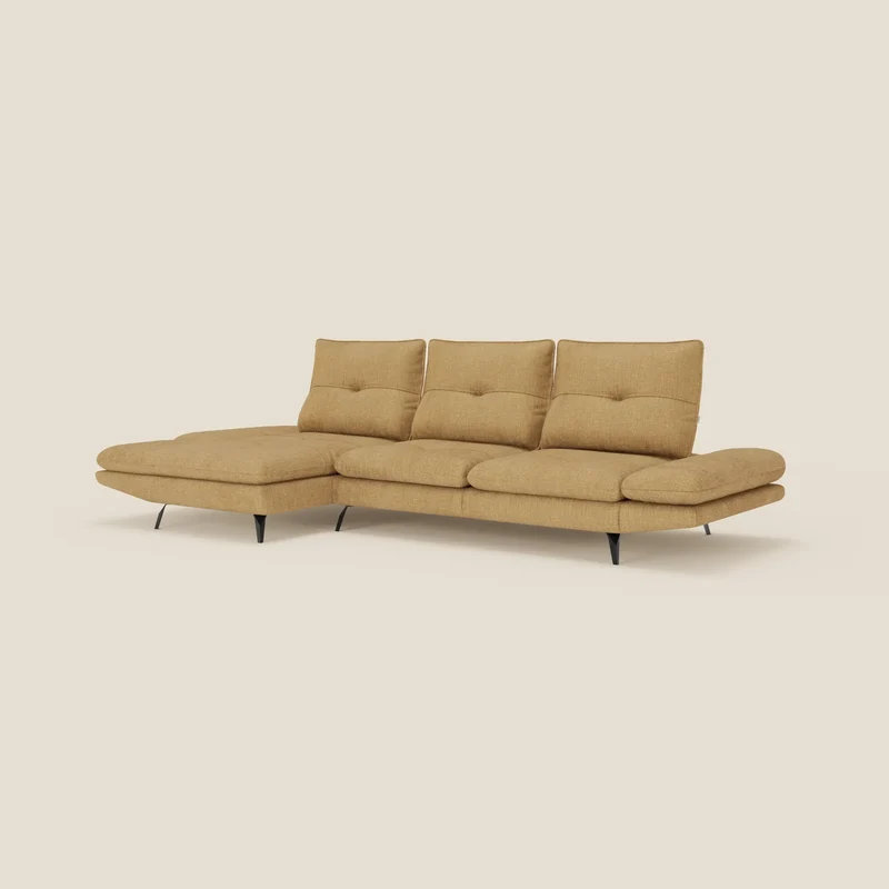 Ardex Canapé avec méridienne - dossiers coulissants et accoudoirs réglables en élégant tissu imperméable T06 jaune
