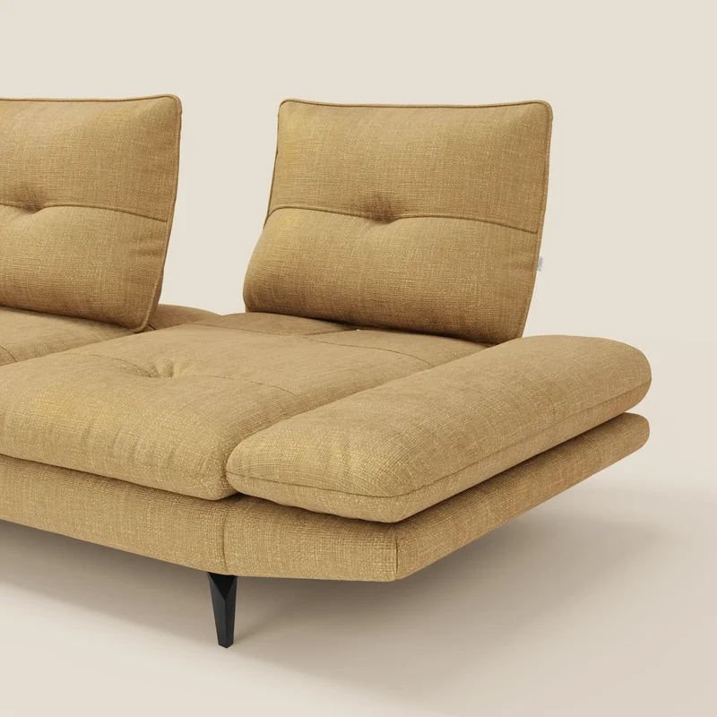 Ardex Canapé avec méridienne - dossiers coulissants et accoudoirs réglables en élégant tissu imperméable T06 jaune