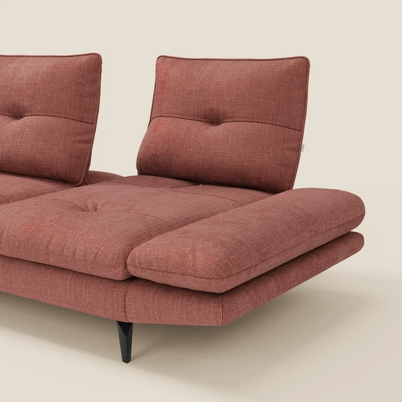 Ardex Canapé avec méridienne - dossiers coulissants et accoudoirs réglables en élégant tissu imperméable T06 corail